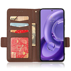 Etui en PU texture litchi, fermoir magnétique double, anti-chocs avec support pour votre Motorola Edge 30 Neo 5G - marron