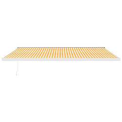 Avis Maison Chic Store banne | Auvent rétractable de porte | Marquise Brise-soleil jaune et blanc 5x3 m tissu et aluminium -GKD82576