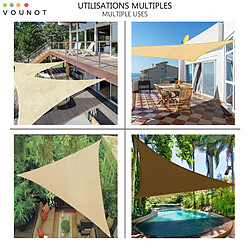 Vounot Voile d ombrage Triangle HDPE 3.6x3.6x3.6M avec 19 pcs kit de montage beige