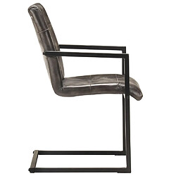 Avis vidaXL Chaises à manger cantilever lot de 6 gris cuir véritable