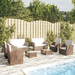 Maison Chic Salon de jardin 8 pcs + coussins - Mobilier/Meubles de jardin - Table et chaises d'extérieur Résine tressée Marron -MN68040