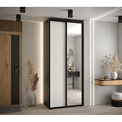 Abiks Meble Armoire à portes coulissantes Davos 3 H235.2 x L100 x P45 2 portes coulissante (Noir/Blanc/Noir)