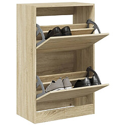 Maison Chic Armoire à chaussures | Meuble de rangement à chaussures Meuble d'Entrée chêne sonoma 60x34x96,5 cm bois ingénierie -MN33962