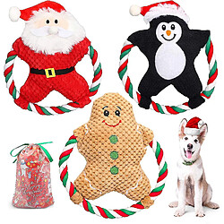 Jouets pour chiens en peluche Almi Christmasky - Jouets à mâcher en peluche avec corde de coton Tough