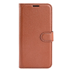 Etui en PU texture litchi, magnétique avec support, marron pour votre Realme Narzo 50A