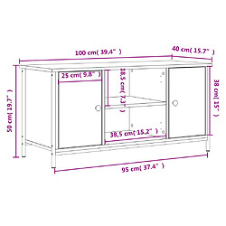 vidaXL Meuble TV Chêne fumé 100x40x50 cm Bois d'ingénierie pas cher