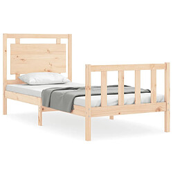 Maison Chic Cadre/structure de lit avec tête de lit pour adulte - Lit Moderne Chambre 90x200 cm bois massif -MN75601