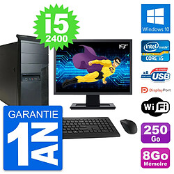 PC Tour Lenovo M91p Ecran 19" Intel i5-2400 RAM 8Go Disque 250Go Windows 10 Wifi - Occasion