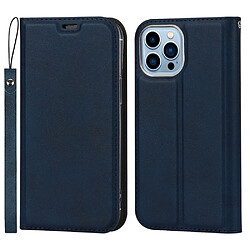 Coque en TPU + PU avec porte-carte et cordon bleu pour votre iPhone 13 Pro 6.1 pouces