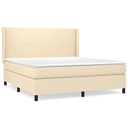 vidaXL Sommier à lattes de lit avec matelas Crème 160x200 cm Tissu