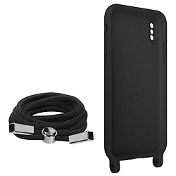 Avizar Coque Cordon iPhone XS Max Semi-rigide Lanière Tour du Cou 80cm Noir