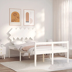 Maison Chic Lit adulte - Cadre Structure de lit avec tête de lit Contemporain blanc 120x200 cm bois massif -MN14039