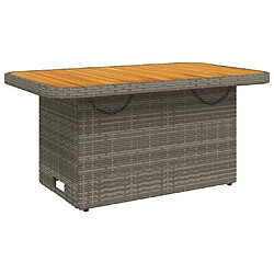 vidaXL Table de jardin gris 90x55x71cm Résine tressée et bois d'acacia