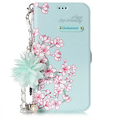 Wewoo Coque pour iPhone X Sakura Fleur Motif Horizontal Flip Housse en cuir avec Holder & Card Slots & Perle Ornement & Chaîne