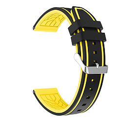 Bracelet en silicone 22 mm - Noir/Jaune