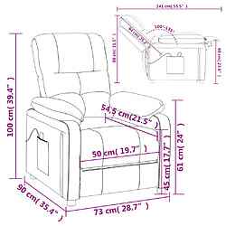 vidaXL Fauteuil inclinable électrique Taupe Tissu pas cher