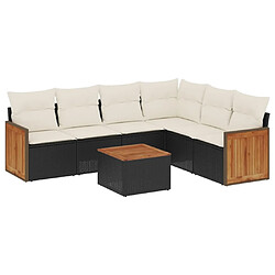 Maison Chic Ensemble Tables et chaises d'extérieur 7pcs avec coussins,Salon de jardin noir résine tressée -GKD444709