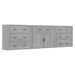 vidaXL Buffets 3 pcs Sonoma gris Bois d'ingénierie