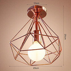 Acheter Stoex Plafonnier industrielle Retro 25cm en forme Diamant Or rose , Suspension Luminaire pour Salle à Manger,Bar,Chambre