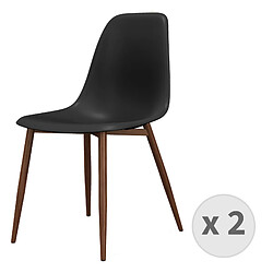 Moloo ESTER-Chaise Coque Noire et métal noyer (x2)