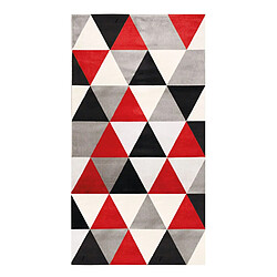 Thedecofactory GEO SCANDI - Tapis toucher laineux motif triangles rouge 80x150 