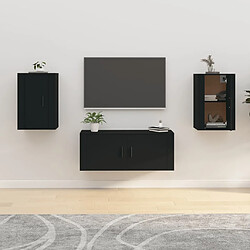 Maison Chic Lot de 2 Meubles TV muraux Banc TV suspendus pour salon Noir 40x34,5x60 cm -MN65272