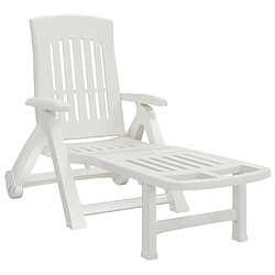 vidaXL Chaise longue pliable avec roues blanc PP