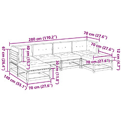 vidaXL Salon de jardin 6 pcs et coussins bois massif sapin de douglas pas cher