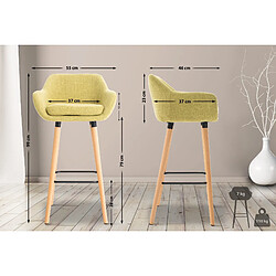 Avis Decoshop26 Tabouret de bar lounge x1 design scandinave assise en tissu vert clair pieds en bois repose-pieds en métal 10_0004927