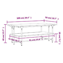 vidaXL Table basse Chêne sonoma 100x50x40 cm Bois d'ingénierie pas cher