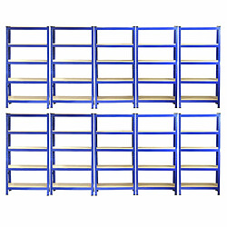 Monstershop 10 x Monster Racking T-Rax Rayonnage Étagère Robuste, Bleu, 75cm L, 30cm P