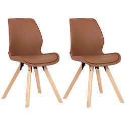 Decoshop26 Lot de 2 chaises de salle à manger en synthétique marron clair style scandinave pieds bois CDS101139