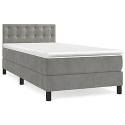 Avis Maison Chic Lit adulte- Lit + matelas,Sommier à lattes de lit et matelas Gris clair 90x190 cm Velours -GKD40449