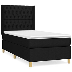 vidaXL Sommier à lattes de lit avec matelas Noir 100x200 cm Tissu