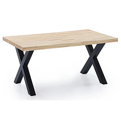 Pegane Table à manger en bois coloris chêne / pieds noir - Longueur 160 x profondeur 90 x hauteur 76 cm