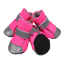 Avis 4 pcs chien animal respirant bottes chiot en plein air chaud anti-dérapant chaussures rose l