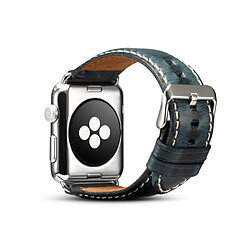 Avis Wewoo Pour Apple Watch Series 5 & 4 40mm / 3 & 2 & 1 38mm Oil Wax Retro Cowhide Strap Bracelet de montre Bleu