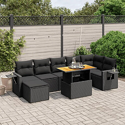 Maison Chic Ensemble Tables et chaises d'extérieur 8 pcs avec coussins,Salon de jardin noir résine tressée -GKD559756