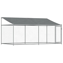 vidaXL Cage pour chien avec toit et porte gris 4x2x2 m acier galvanisé