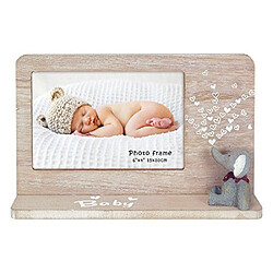 Zep WG6546 Cadre Photo Bois 10x15 cm sur Socle Dumbo Bois Beige, Gris, Blanc 22x14x6 cm