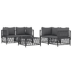 Avis Maison Chic Salon de jardin 5 pcs avec coussins - Table et chaises d'extérieur - Mobilier/Meubles de jardin Moderne anthracite acier -MN27240