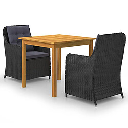 Salle à manger de jardin 3 pcs,Table et chaise à dîner Noir -MN65605