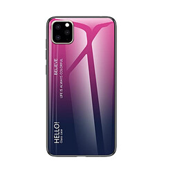 Wewoo Coque Rigide Étui en verre de couleur dégradée pour iPhone 11 magenta