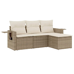 vidaXL Salon de jardin avec coussins 4 pcs beige résine tressée