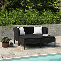 Maison Chic Salon de jardin 4 pcs + coussins - Mobilier/Meubles de jardin - Table et chaises d'extérieur Résine tressée Noir -MN30911