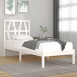 Maison Chic Lit adulte - Lit simple Cadre de lit,Structure du lit Contemporain Blanc Bois de pin massif 90x190 cm Simple -MN35548