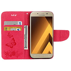 Acheter Wewoo Housse Étui rouge pour Samsung Galaxy A5 2017 / A520 Papillons Gaufrage en cuir à rabat horizontale avec support et Slots de cartes Portefeuille & Longe