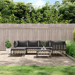 Maison Chic Salon de jardin 7 pcs + coussins - Mobilier/Meubles de jardin - Table et chaises d'extérieur anthracite résine tressée -MN98909