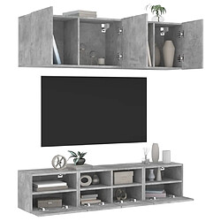 vidaXL Unités murales TV 5 pcs gris béton bois d'ingénierie