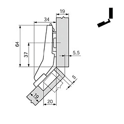 CHARN BLUM45 CLIP TOP PR PORTE ANGLE45 A VISS